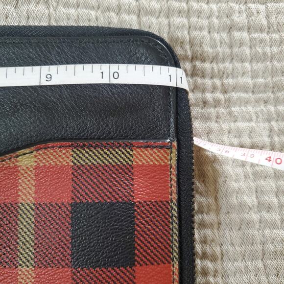 Coach Riley Plaid Red, Black And Tan Zip Around Tablet Case - Picture 4 of 11